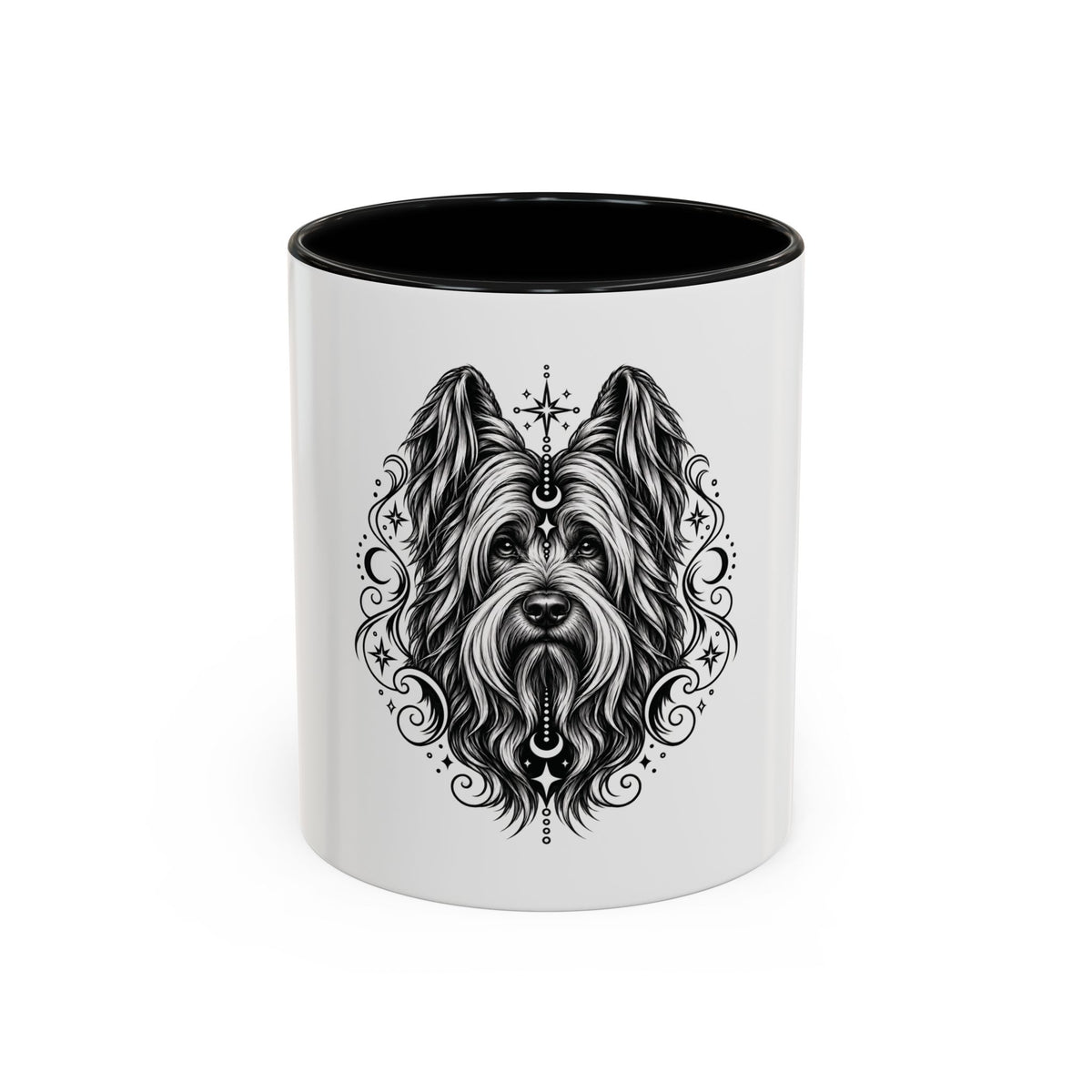 Mystical Briard CE Line Art Accent Coffee Mug – Mystical Dog Portrait 11/15oz