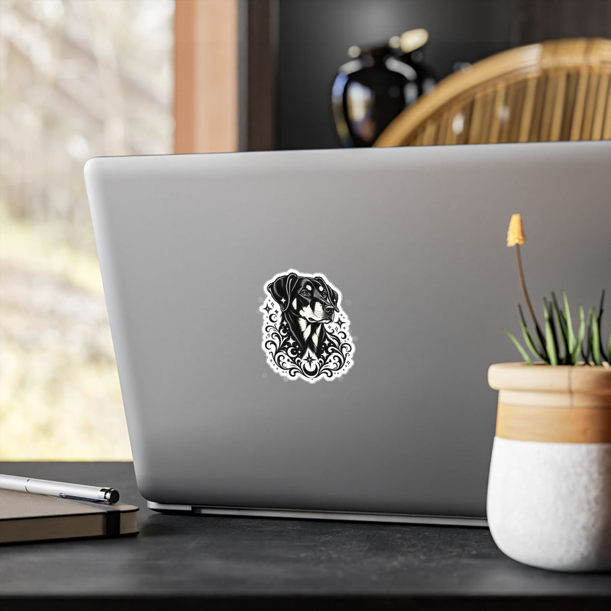 Mystical Beauceron NE FD Line Art Kiss-Cut Vinyl Sticker — Decorative Dog Portrait Decal