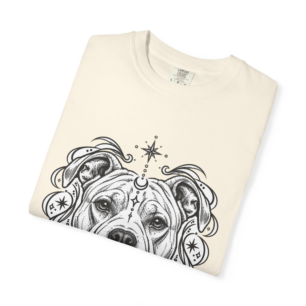 Mystical American Staffordshire Terrier Line Art T-Shirt — Minimal Dog Portrait Tee