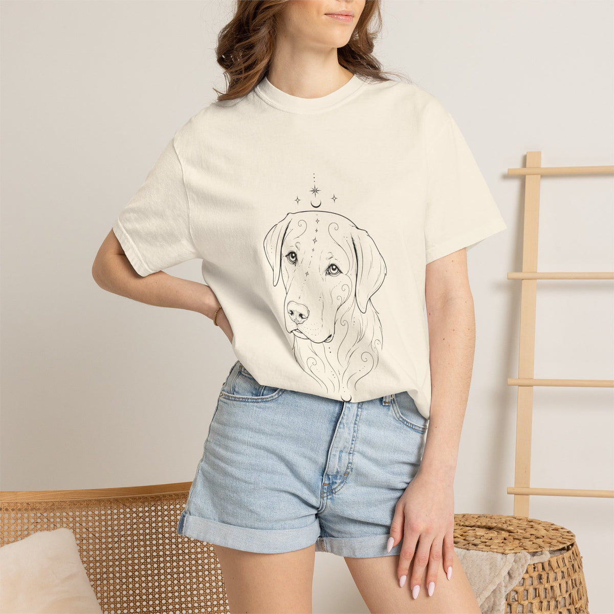 Mystical Labrador Retriever Line Art T-Shirt — Minimal Dog Portrait Tee