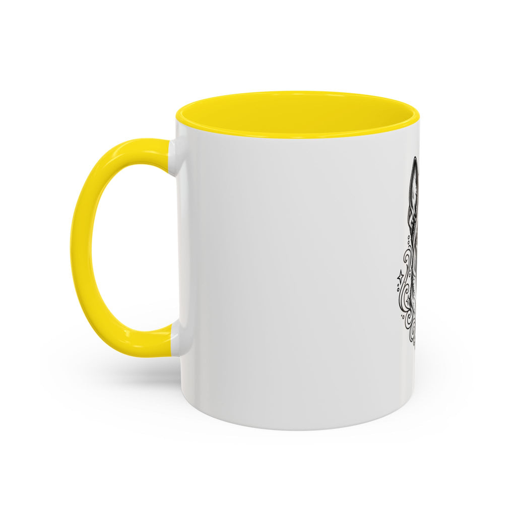 Mystical Belgian Malinois Line Art Accent Coffee Mug – Mystical Dog Portrait 11/15oz