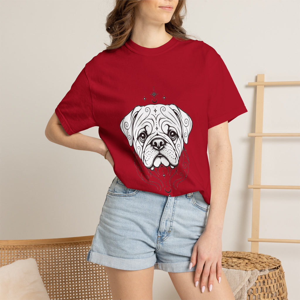 Mystical Pug Line Art T-Shirt — Minimal Dog Portrait Tee
