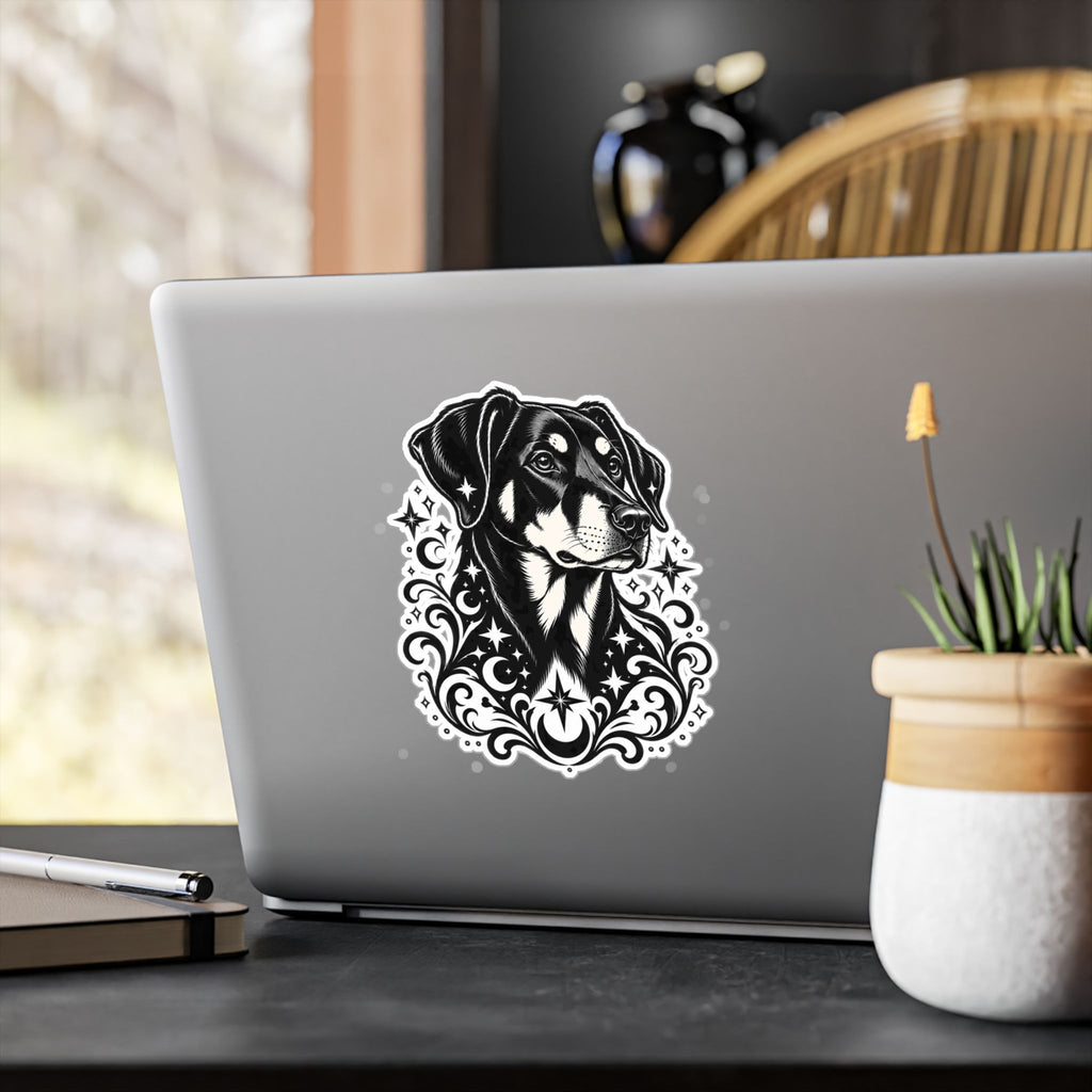 Mystical Beauceron NE FD Line Art Kiss-Cut Vinyl Sticker — Decorative Dog Portrait Decal