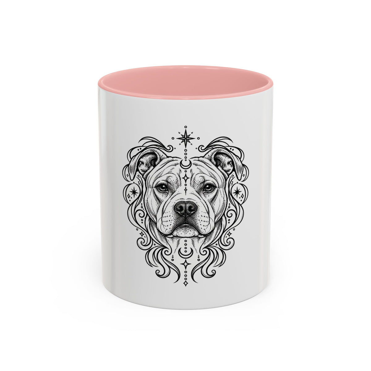 Mystical American Staffordshire Terrier Line Art Accent Coffee Mug – Mystical Dog Portrait 11/15oz