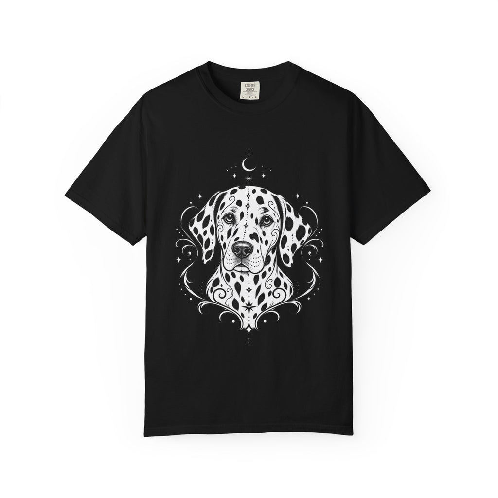 Mystical Dalmatian Line Art T-Shirt — Minimal Dog Portrait Tee