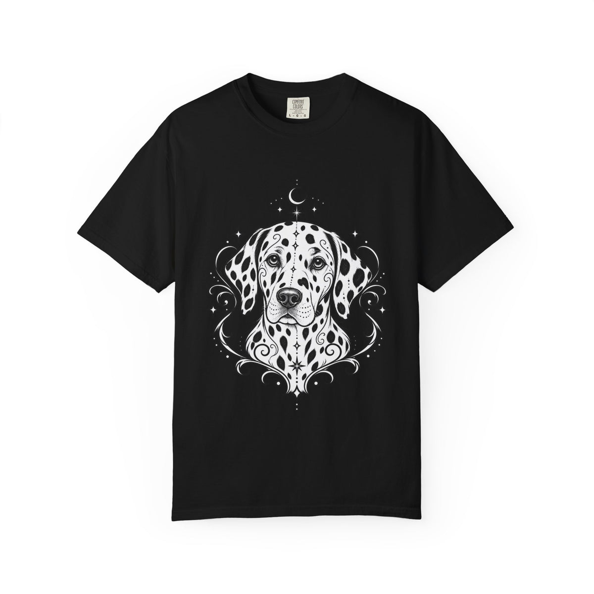 Mystical Dalmatian Line Art T-Shirt — Minimal Dog Portrait Tee