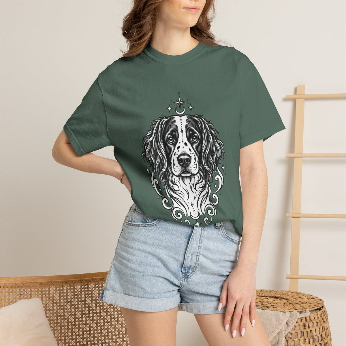 Mystical Stabyhoun Line Art T-Shirt — Minimal Dog Portrait Tee