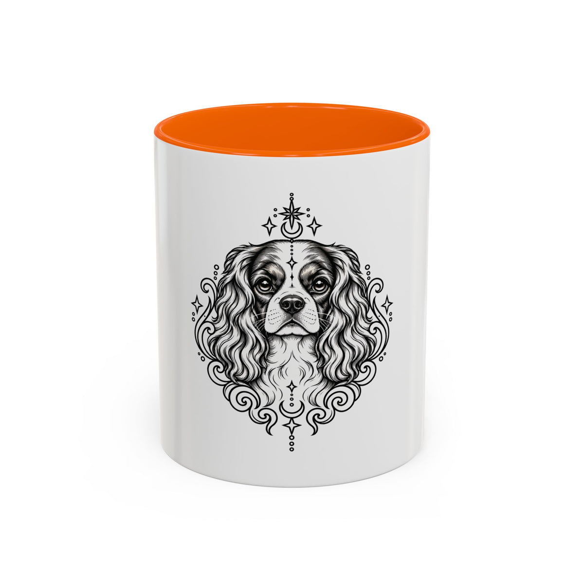 Mystical Cavalier King Charles Spaniel Line Art Accent Coffee Mug – Mystical Dog Portrait 11/15oz