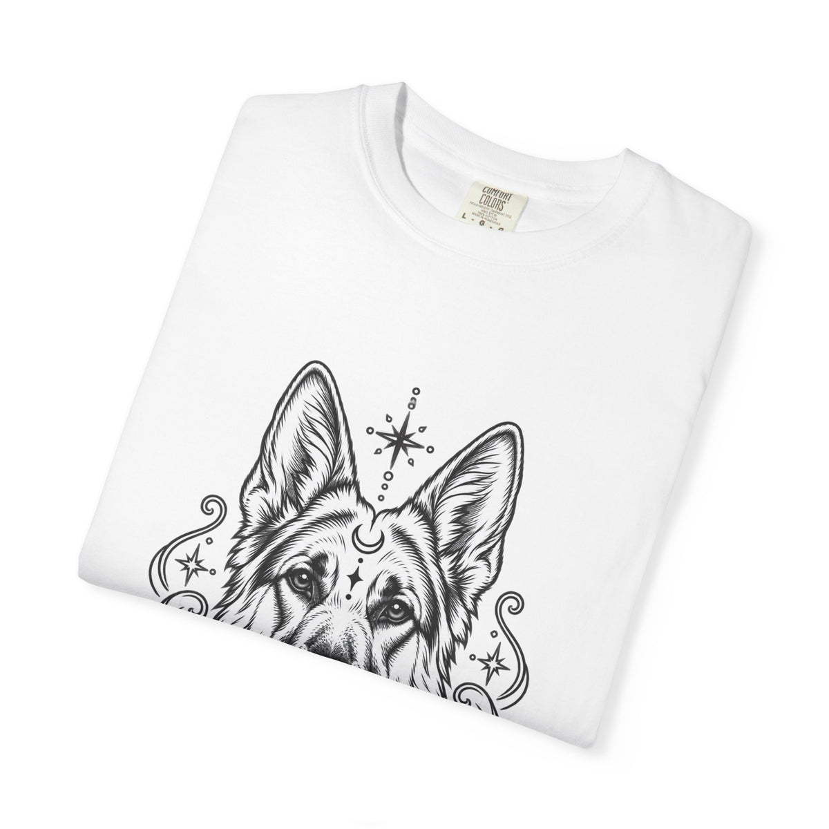 Mystical German Shepherd Line Art T-Shirt — Minimal Dog Portrait Tee
