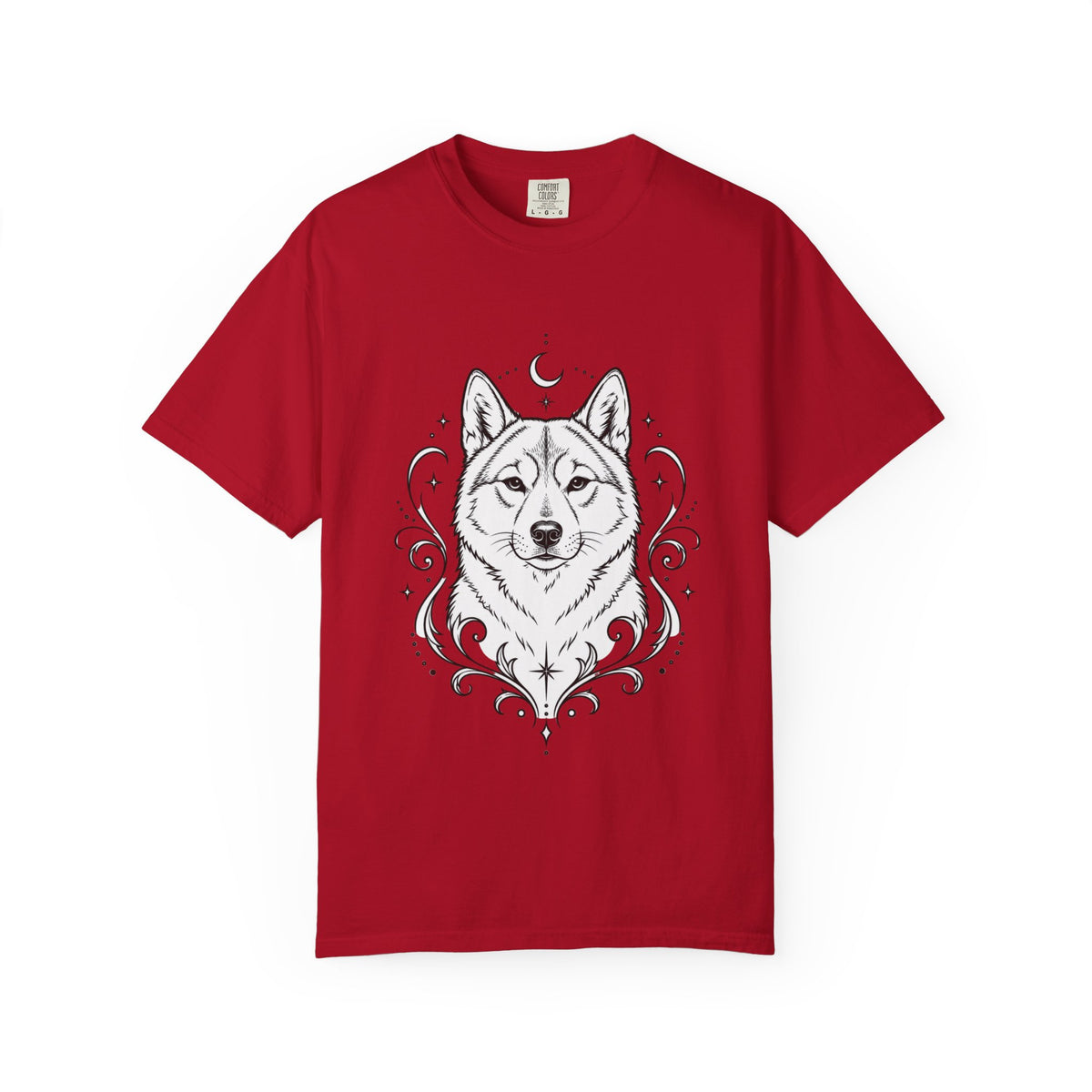 Mystical Shikoku Line Art T-Shirt — Minimal Dog Portrait Tee