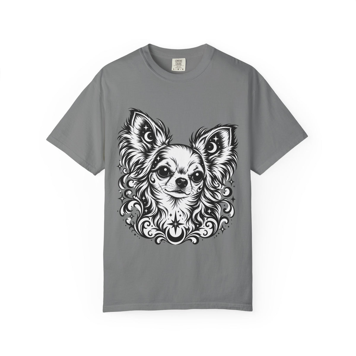 Mystical  Chihuahua LH Line Art T-Shirt — Minimal Dog Portrait Tee