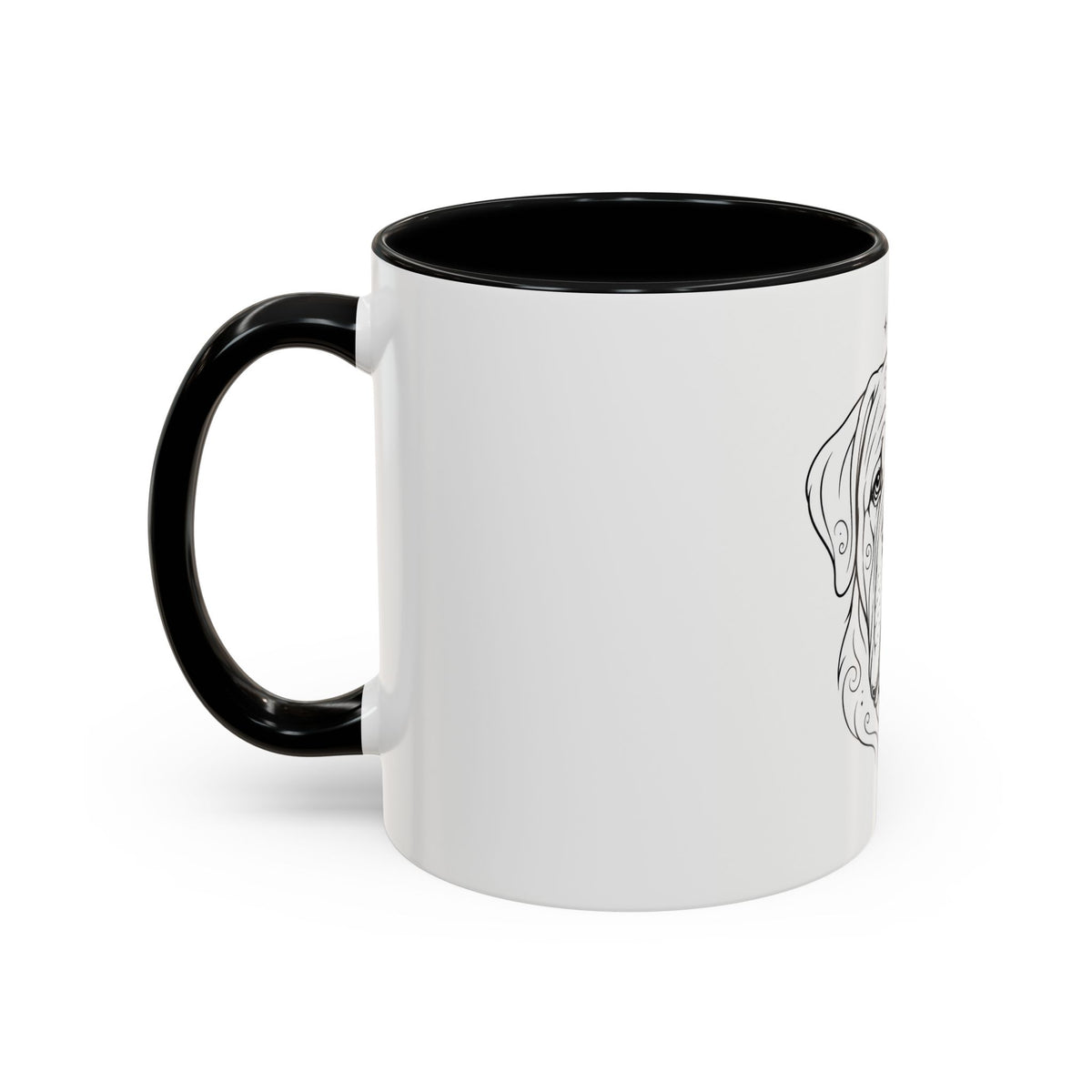 Mystical Mastiff Line Art Accent Coffee Mug – Mystical Dog Portrait 11/15oz