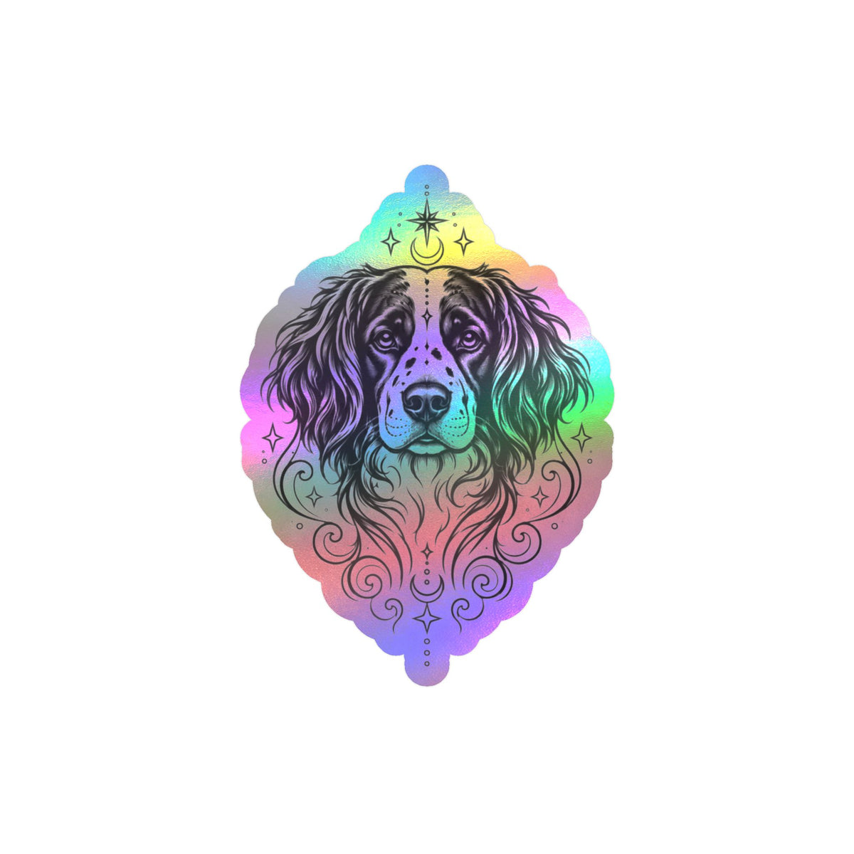 Mystical Stabyhoun Line Art Kiss-Cut Vinyl Sticker — Decorative Dog Portrait Decal