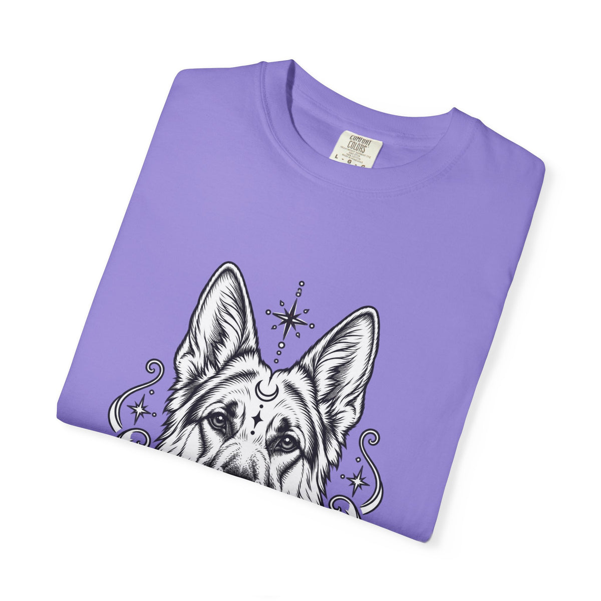 Mystical German Shepherd Line Art T-Shirt — Minimal Dog Portrait Tee