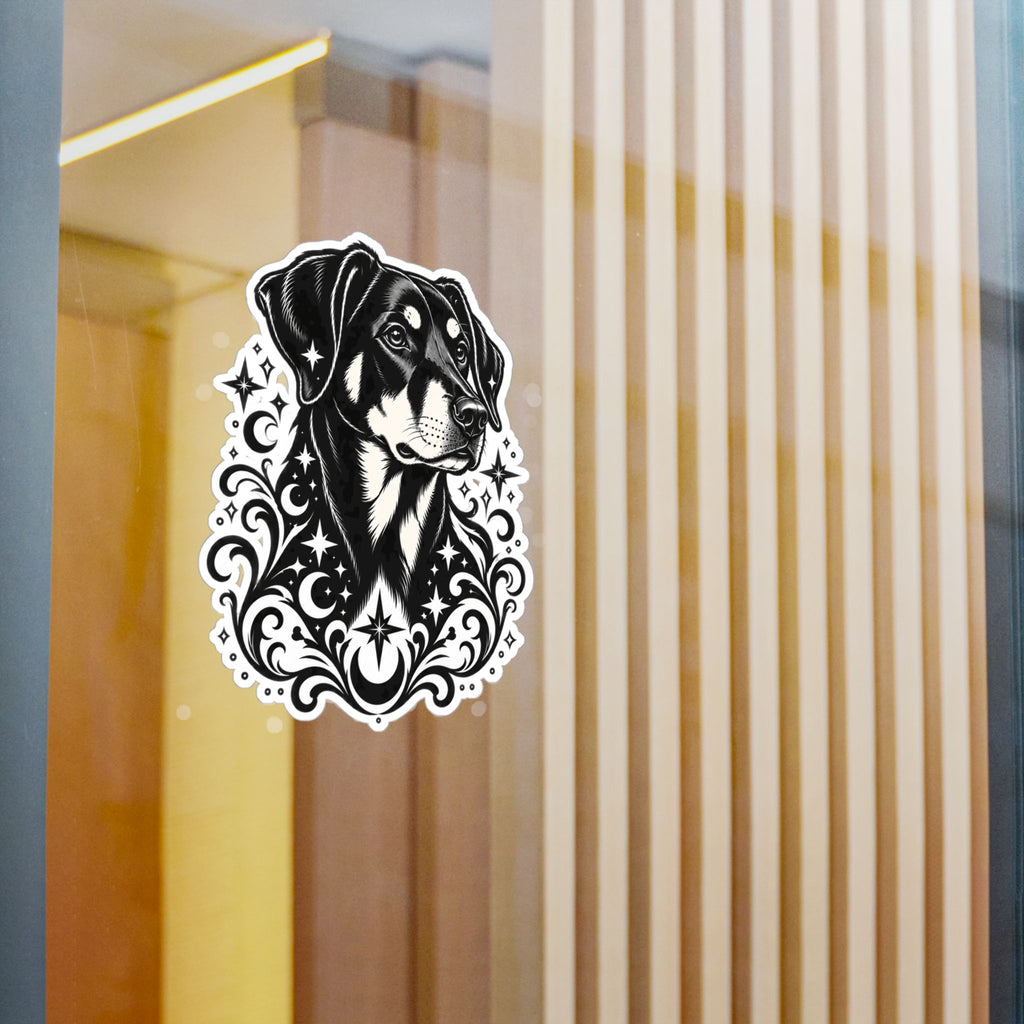Mystical Beauceron NE FD Line Art Kiss-Cut Vinyl Sticker — Decorative Dog Portrait Decal