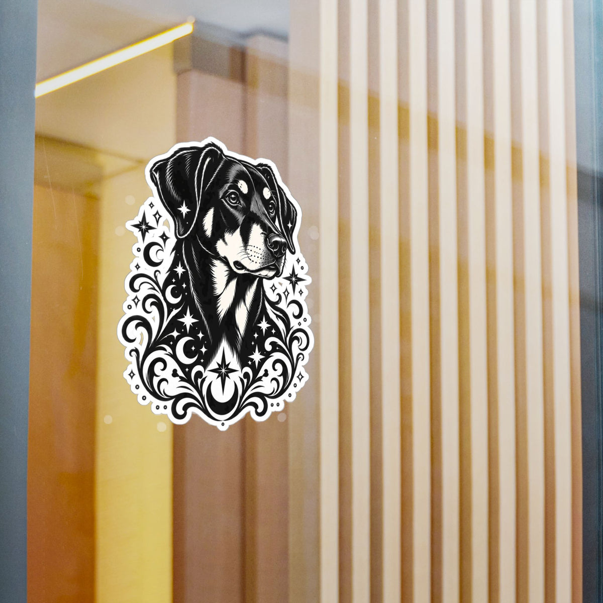 Mystical Beauceron NE FD Line Art Kiss-Cut Vinyl Sticker — Decorative Dog Portrait Decal
