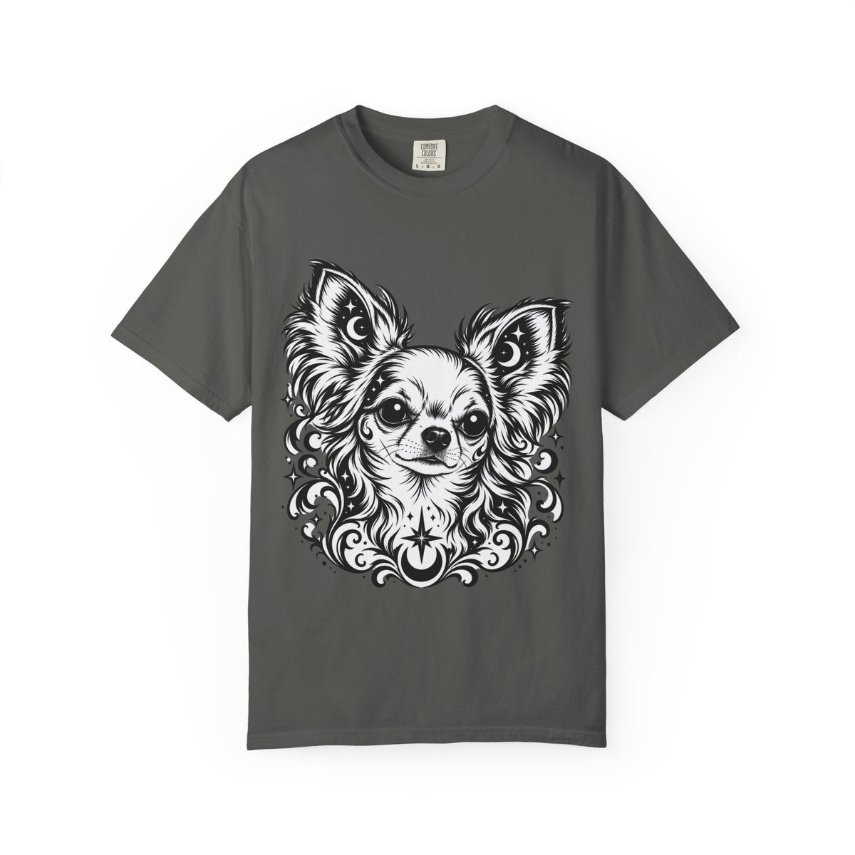 Mystical  Chihuahua LH Line Art T-Shirt — Minimal Dog Portrait Tee