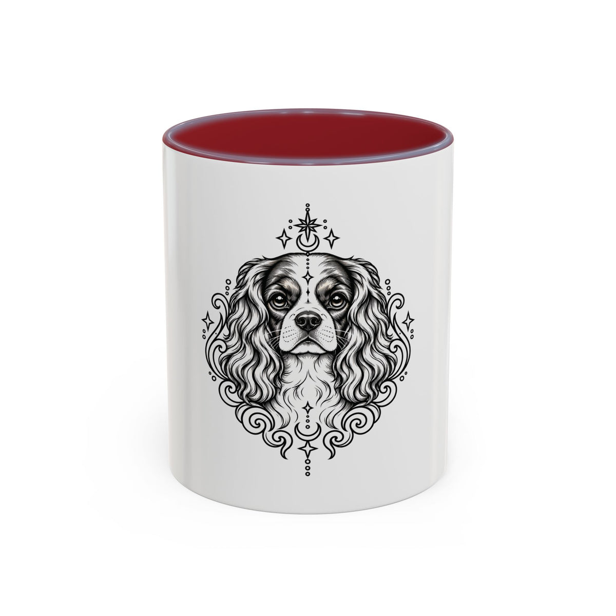 Mystical Cavalier King Charles Spaniel Line Art Accent Coffee Mug – Mystical Dog Portrait 11/15oz