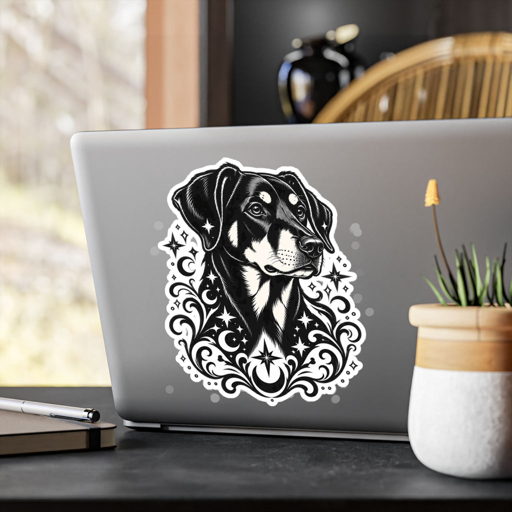 Mystical Beauceron NE FD Line Art Kiss-Cut Vinyl Sticker — Decorative Dog Portrait Decal