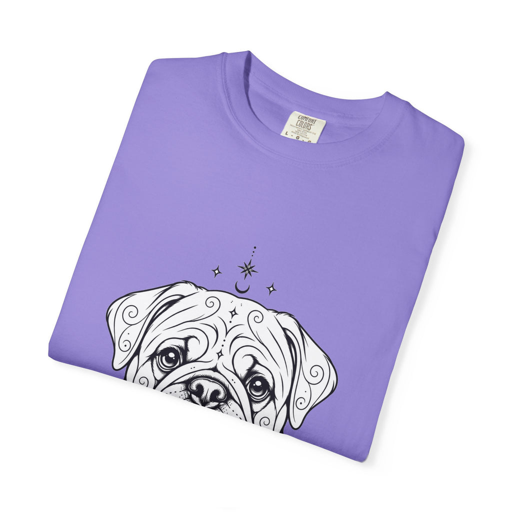 Mystical Pug Line Art T-Shirt — Minimal Dog Portrait Tee