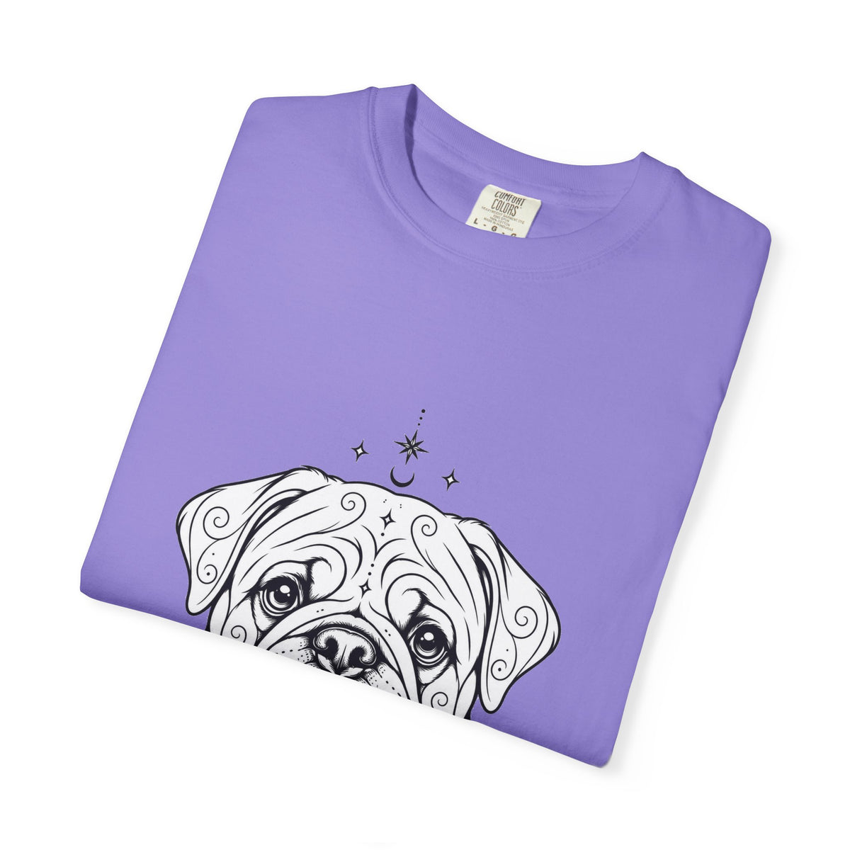 Mystical Pug Line Art T-Shirt — Minimal Dog Portrait Tee