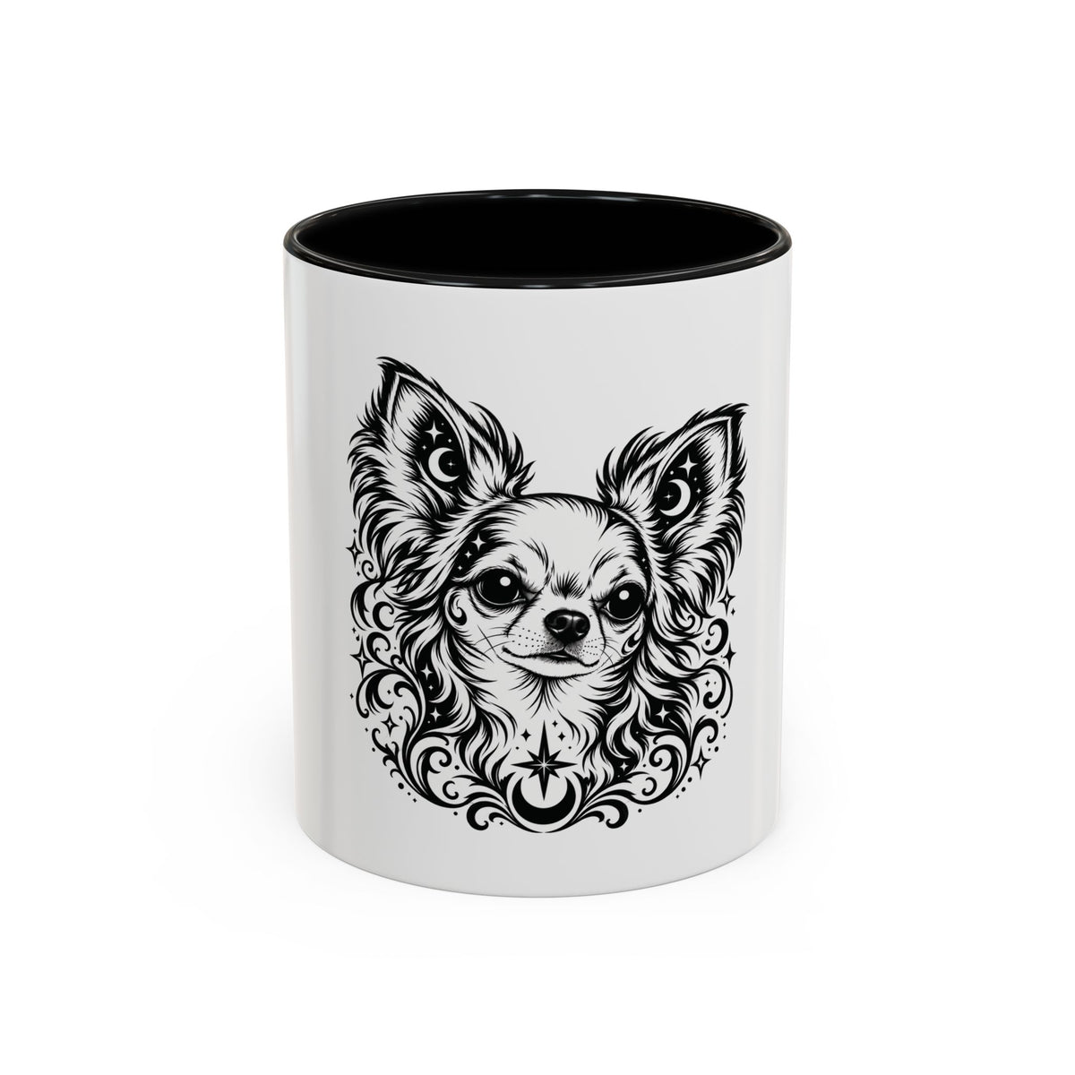 Mystical  Chihuahua LH Line Art Accent Coffee Mug – Mystical Dog Portrait 11/15oz