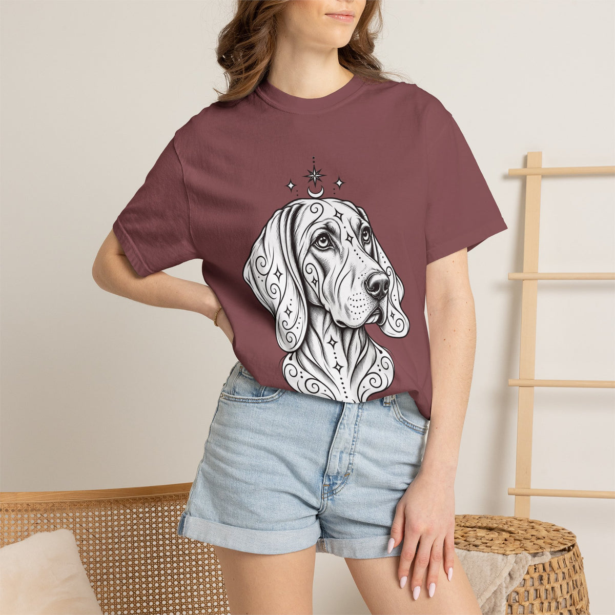 Mystical Weimaraner Line Art T-Shirt — Minimal Dog Portrait Tee