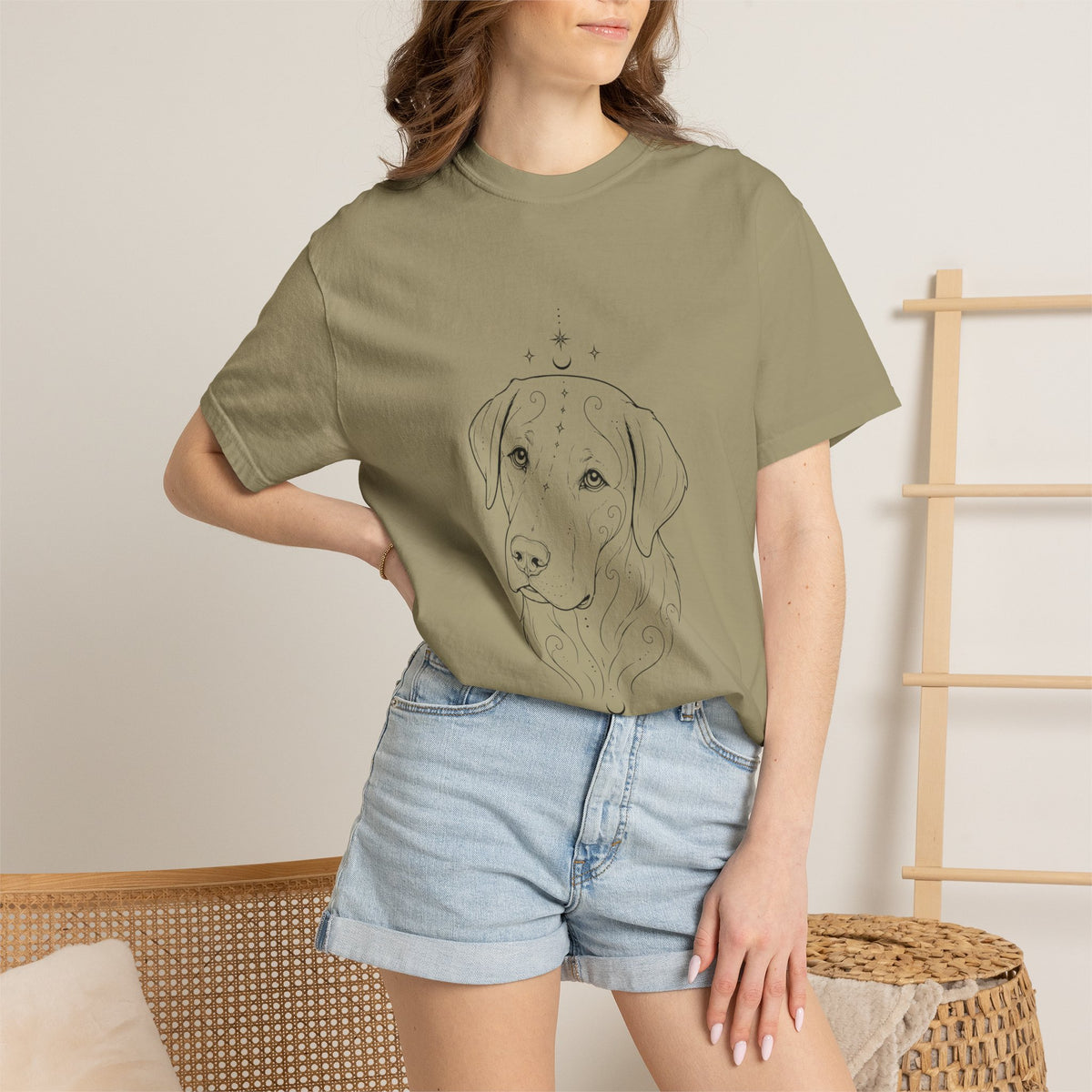 Mystical Labrador Retriever Line Art T-Shirt — Minimal Dog Portrait Tee