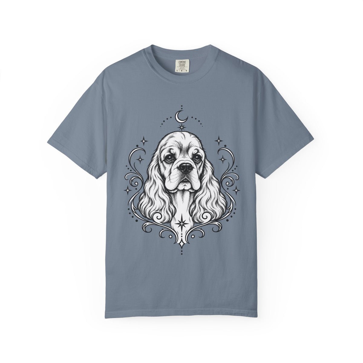 Mystical American Cocker Spaniel Line Art T-Shirt — Minimal Dog Portrait Tee