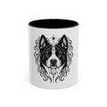 Mystical Karelian Bear Dog Line Art Accent Coffee Mug – Mystical Dog Portrait 11/15oz