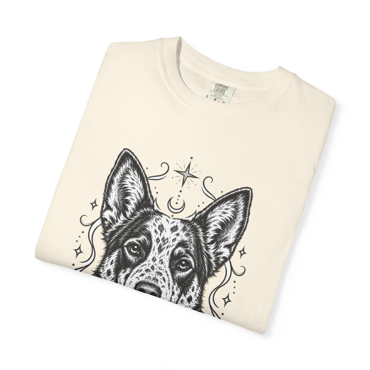 Mystical Australian Cattle Dog Line Art T-Shirt — Minimal Dog Portrait Tee