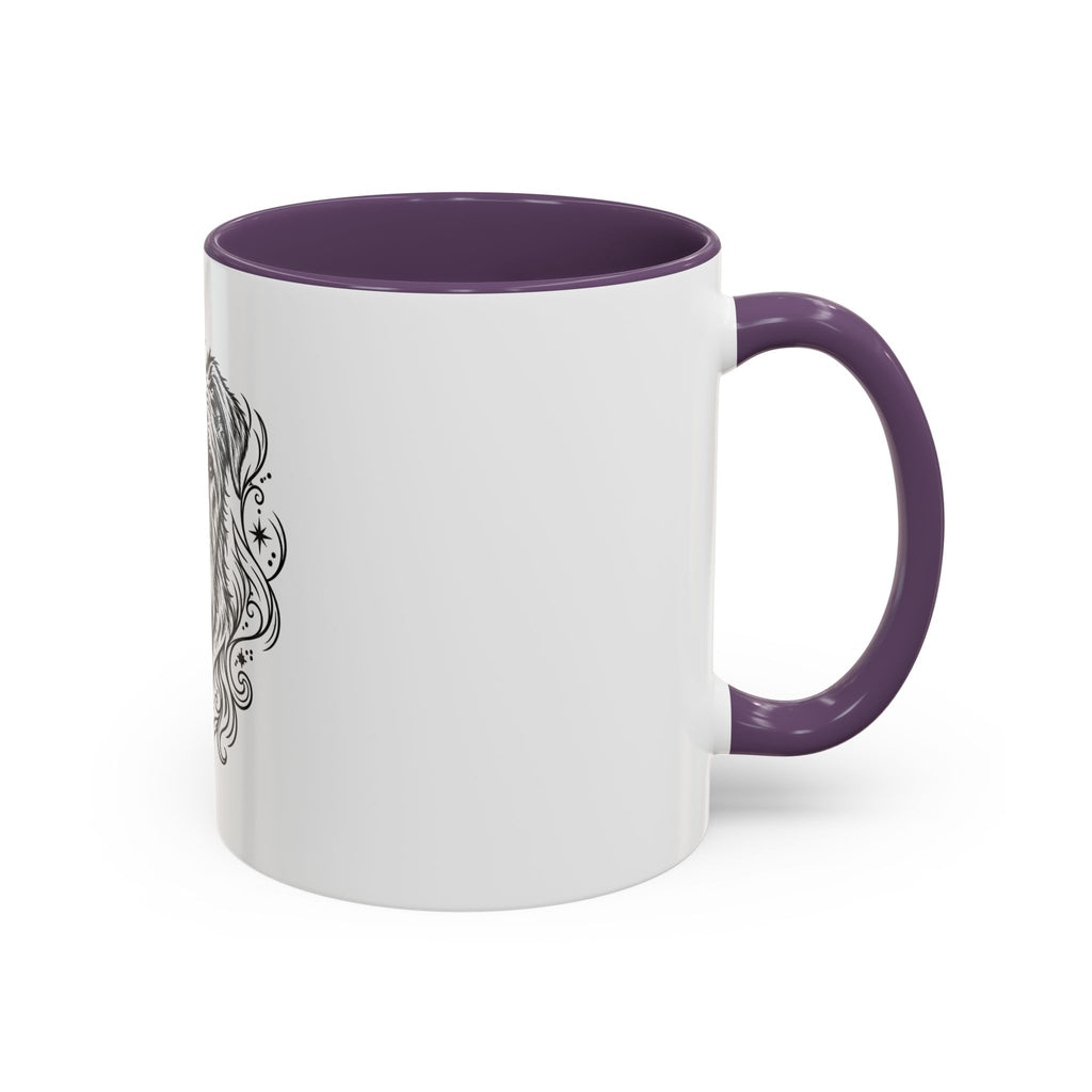 Mystical Irish Wolfhound Line Art Accent Coffee Mug – Mystical Dog Portrait 11/15oz