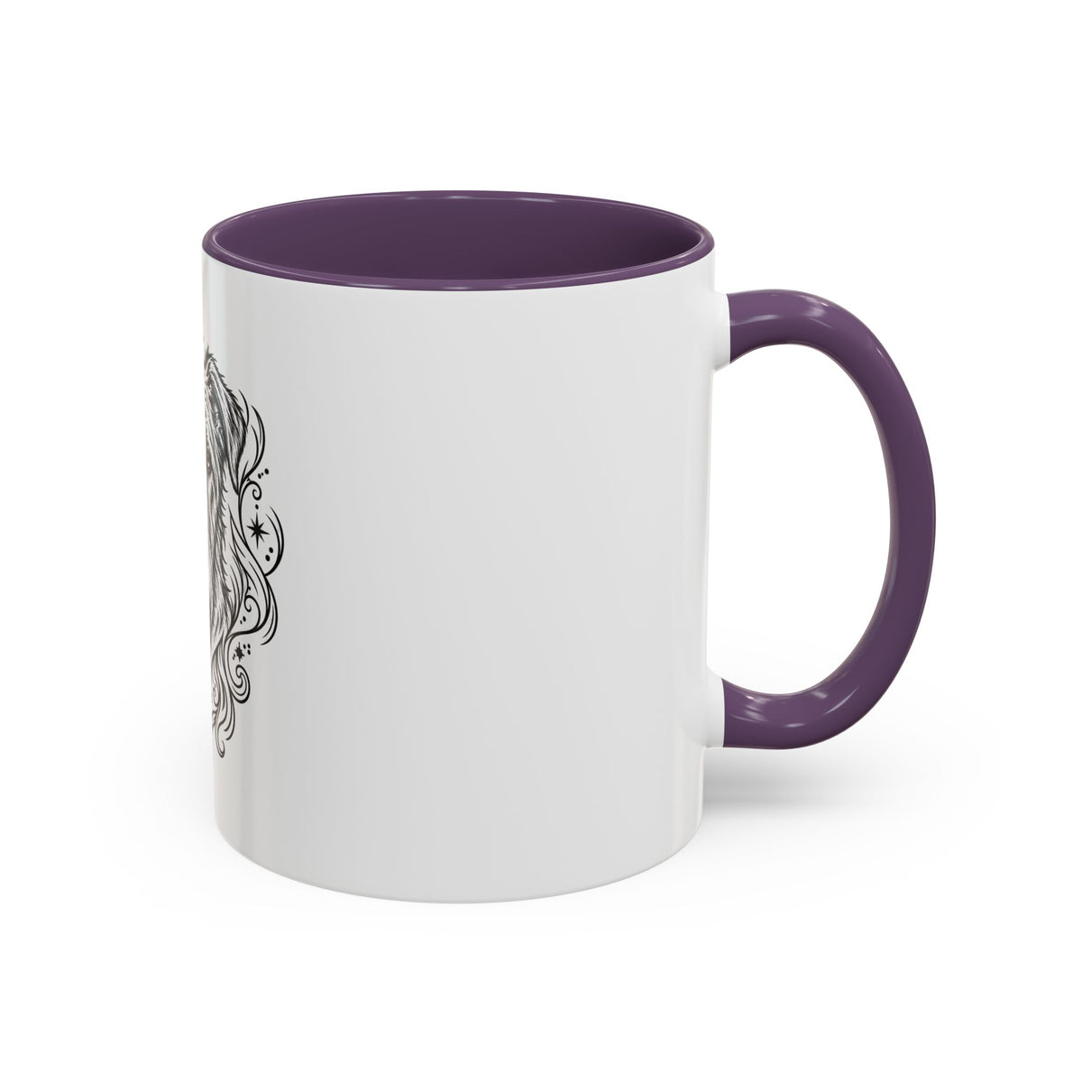 Mystical Irish Wolfhound Line Art Accent Coffee Mug – Mystical Dog Portrait 11/15oz