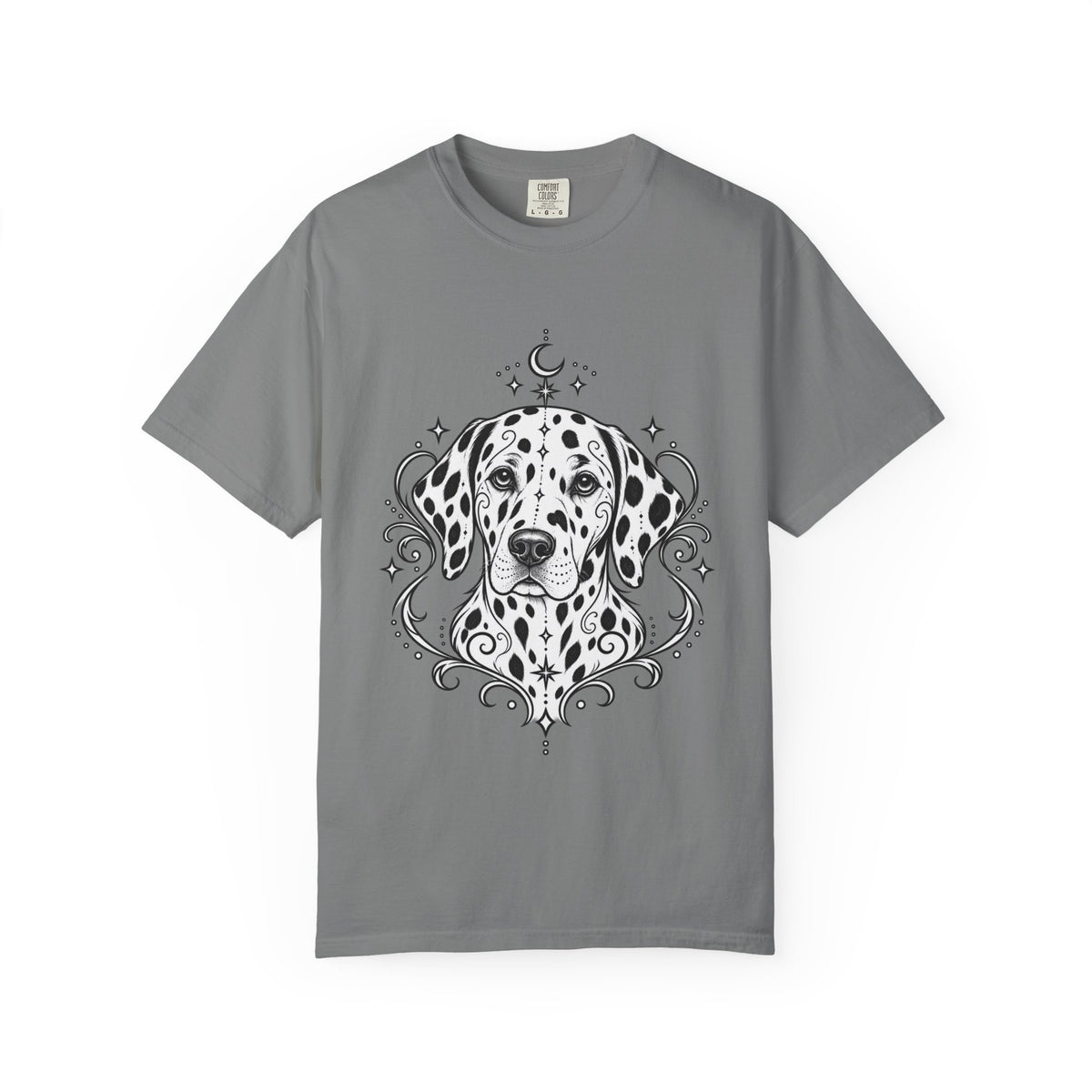 Mystical Dalmatian Line Art T-Shirt — Minimal Dog Portrait Tee