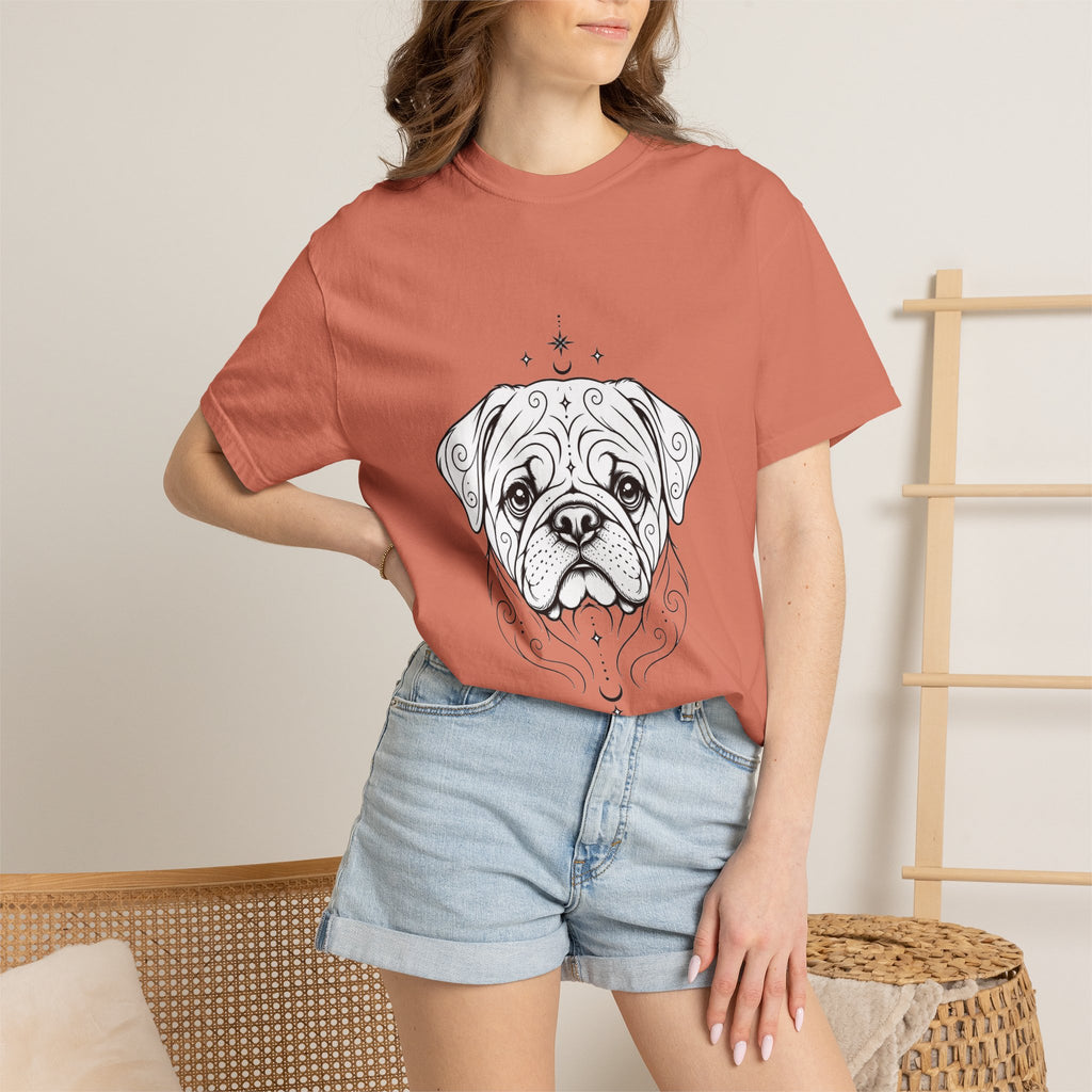 Mystical Pug Line Art T-Shirt — Minimal Dog Portrait Tee