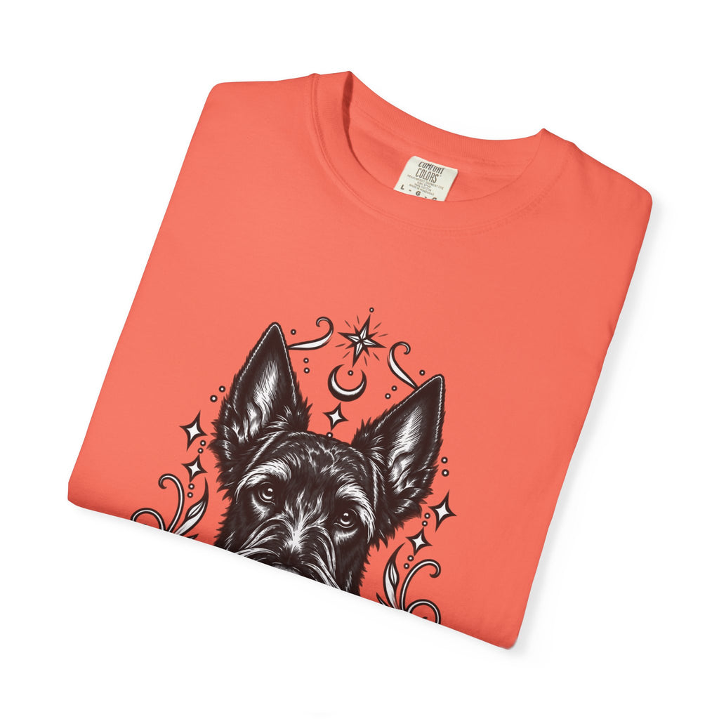 Mystical Scottish Terrier Line Art T-Shirt — Minimal Dog Portrait Tee