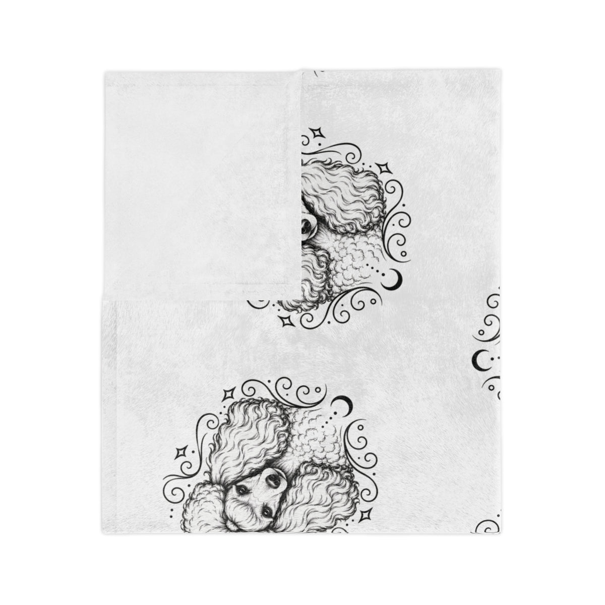 Mystical Toy Poodle Minimalist Velveteen Microfiber Blanket — Soft Neutral Pet Portrait Throw