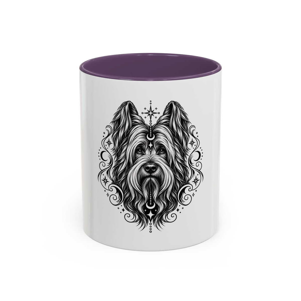 Mystical Briard CE Line Art Accent Coffee Mug – Mystical Dog Portrait 11/15oz