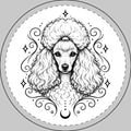 Mystical Toy Poodle Round Car Magnet — Boho Dog Face Sticker