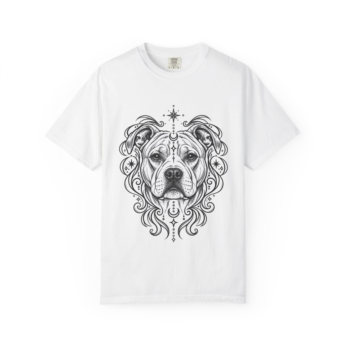 Mystical American Staffordshire Terrier Line Art T-Shirt — Minimal Dog Portrait Tee