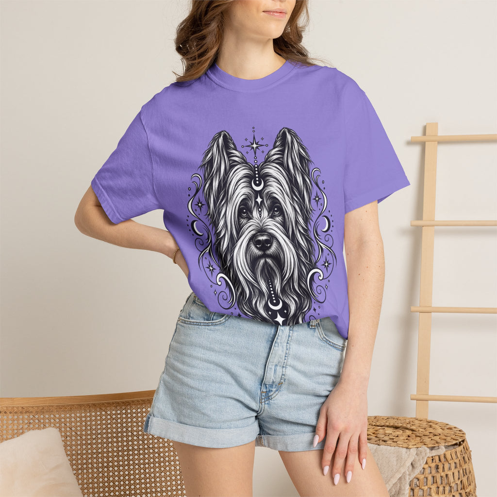 Mystical Briard Line Art T-Shirt — Minimal Dog Portrait Tee