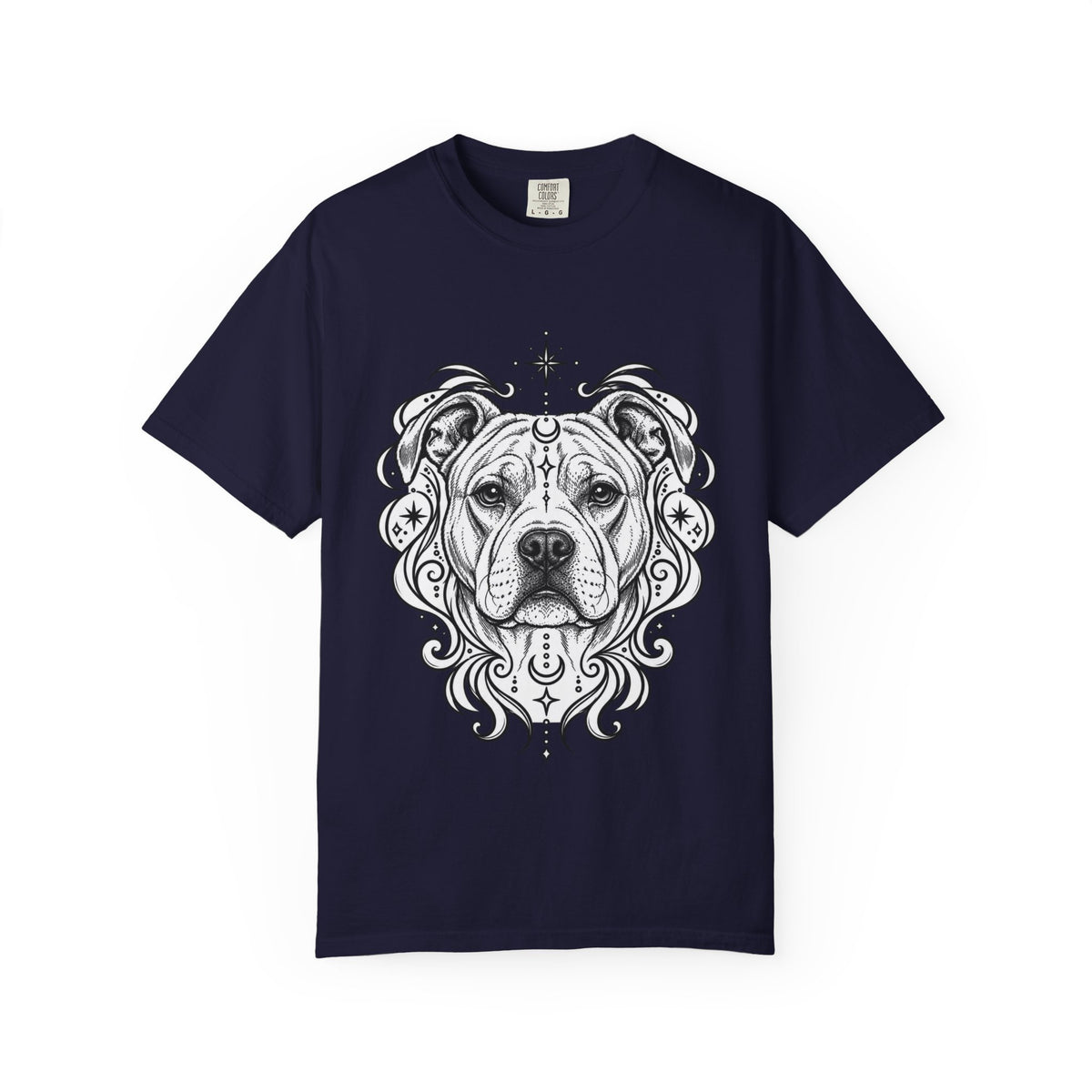 Mystical American Staffordshire Terrier Line Art T-Shirt — Minimal Dog Portrait Tee