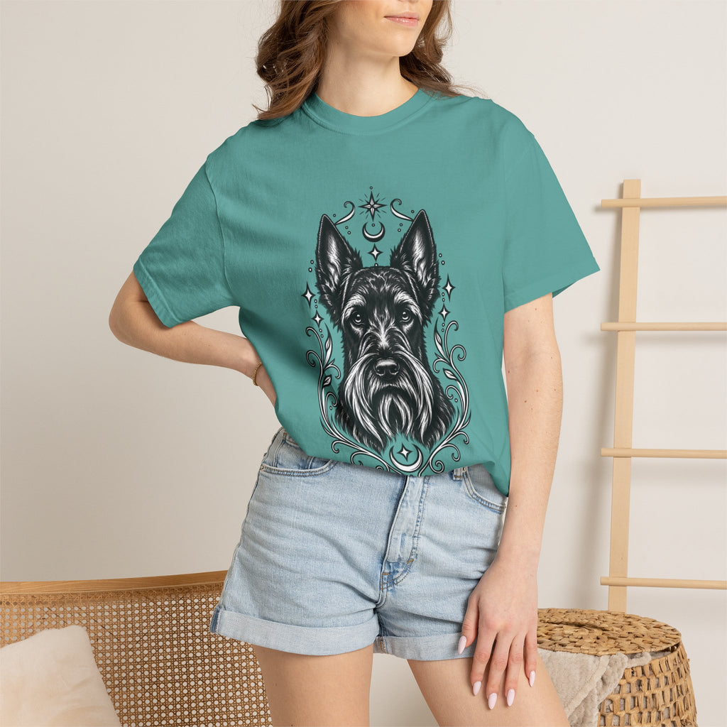 Mystical Scottish Terrier Line Art T-Shirt — Minimal Dog Portrait Tee