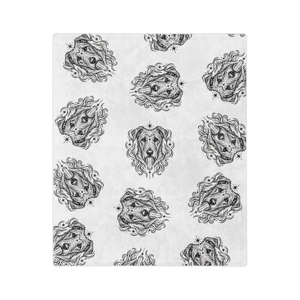 Mystical Irish Wolfhound Minimalist Velveteen Microfiber Blanket — Soft Neutral Pet Portrait Throw