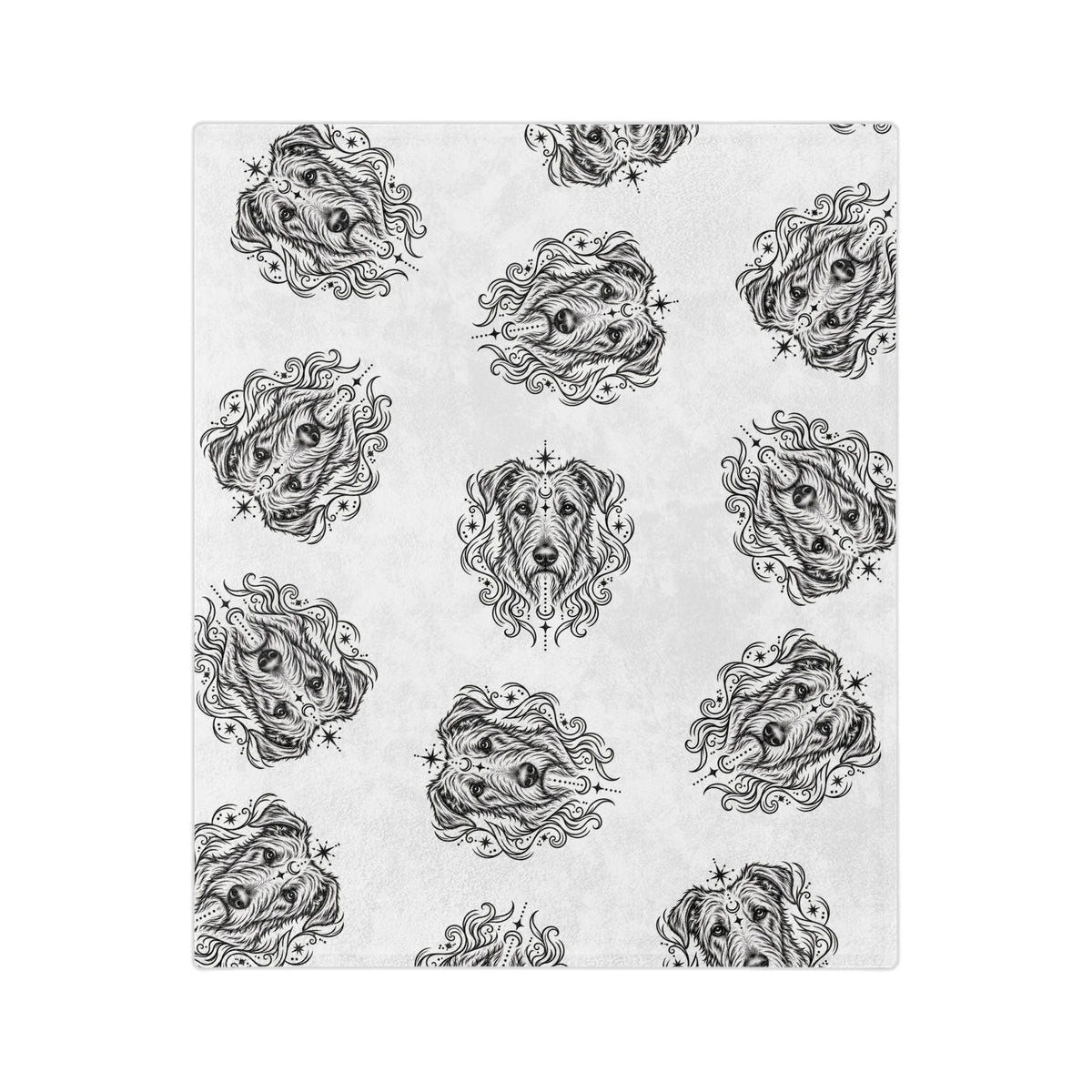Mystical Irish Wolfhound Minimalist Velveteen Microfiber Blanket — Soft Neutral Pet Portrait Throw