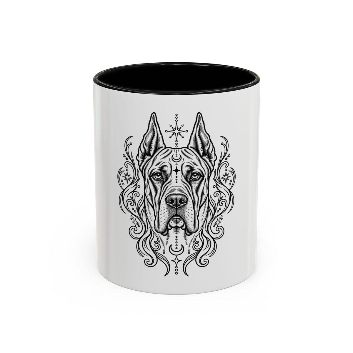 Mystical Great Dane CE Line Art Accent Coffee Mug – Mystical Dog Portrait 11/15oz