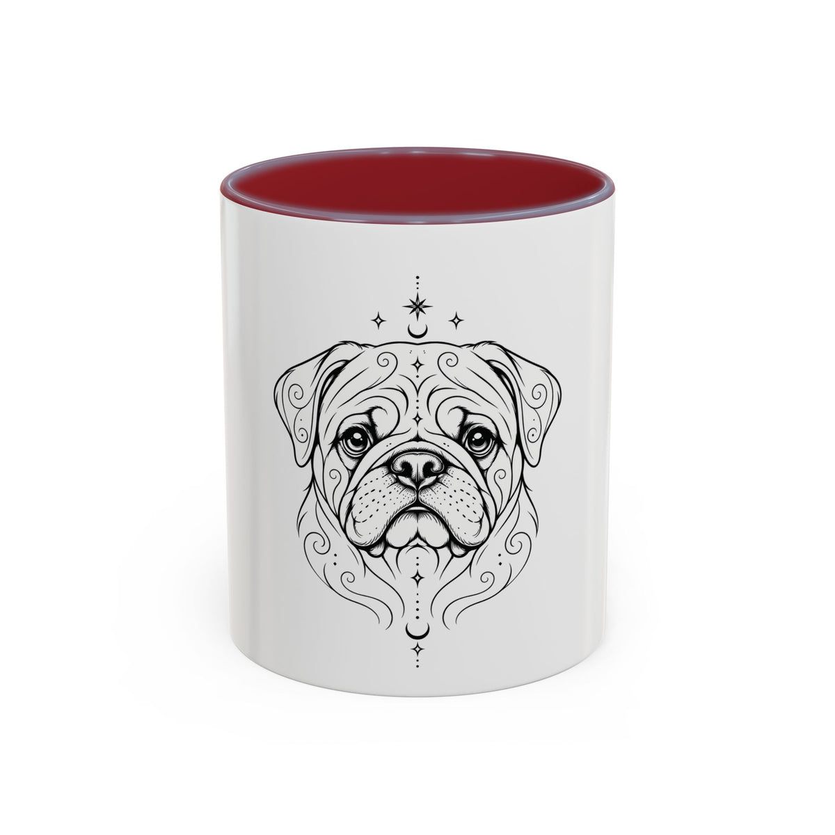 Mystical Pug Line Art Accent Coffee Mug – Mystical Dog Portrait 11/15oz