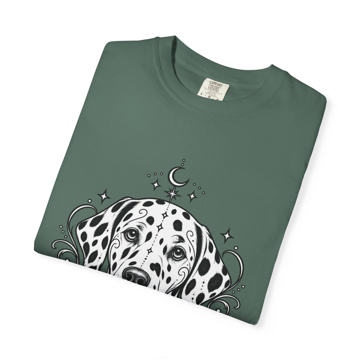 Mystical Dalmatian Line Art T-Shirt — Minimal Dog Portrait Tee