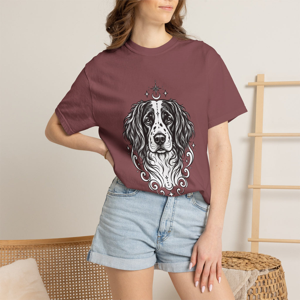 Mystical Stabyhoun Line Art T-Shirt — Minimal Dog Portrait Tee