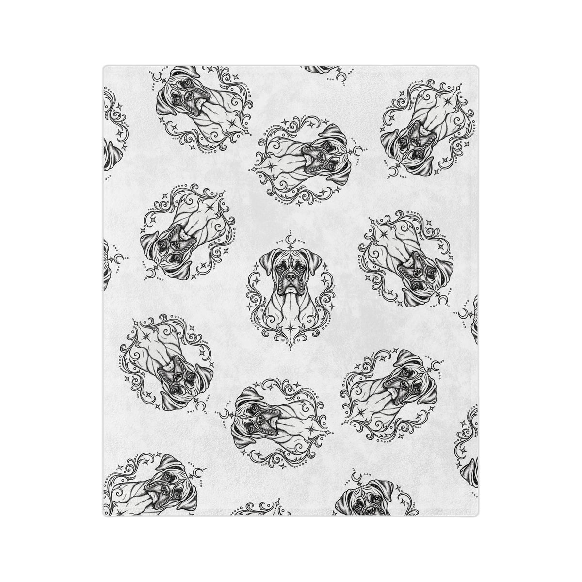 Mystical Boxer NE Minimalist Velveteen Microfiber Blanket — Soft Neutral Pet Portrait Throw